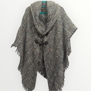 Johnston & Murphy Houndstooth Poncho with Toggle Closure